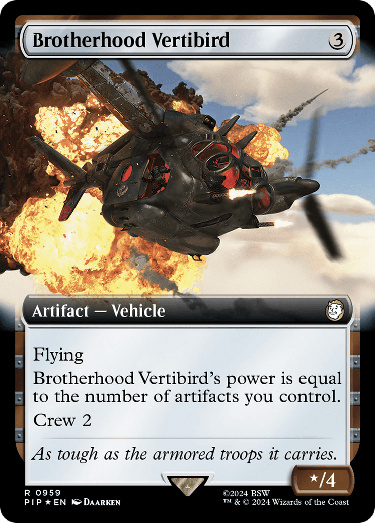 Brotherhood Vertibird (Extended Art) (Surge Foil) [Fallout] MTG Single Magic: The Gathering  | Multizone: Comics And Games