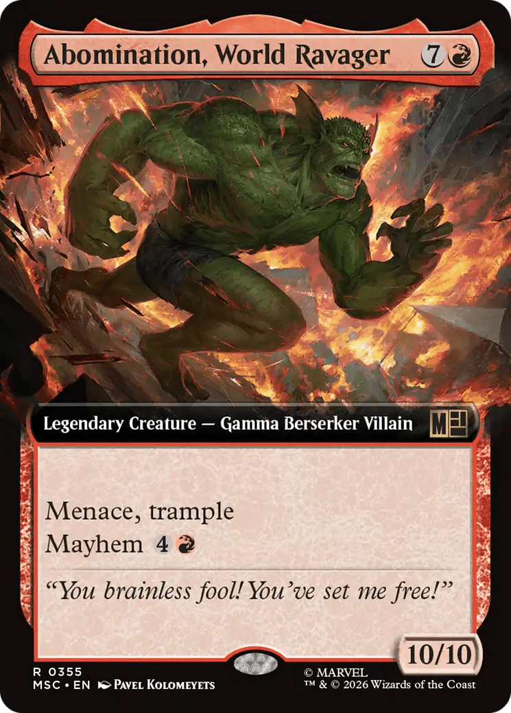 Abomination, World Ravager (Extended Art) [Marvel Super Heroes Commander] MTG Single Magic: The Gathering  | Multizone: Comics And Games