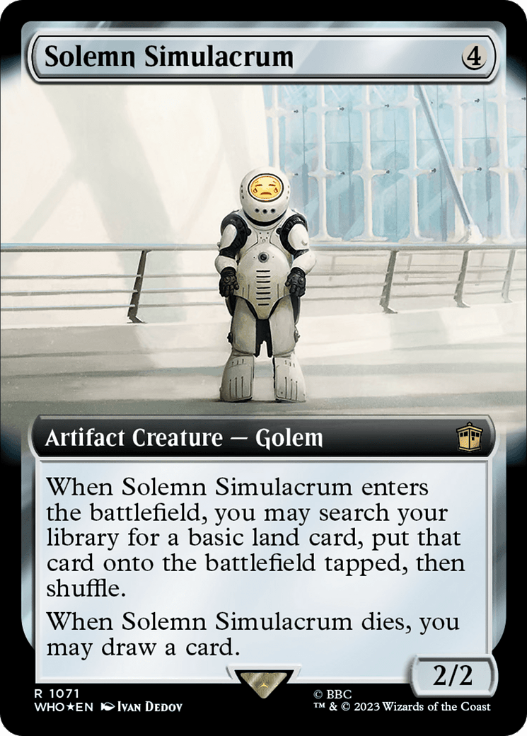 Solemn Simulacrum (Extended Art) (Surge Foil) [Doctor Who] MTG Single Magic: The Gathering  | Multizone: Comics And Games