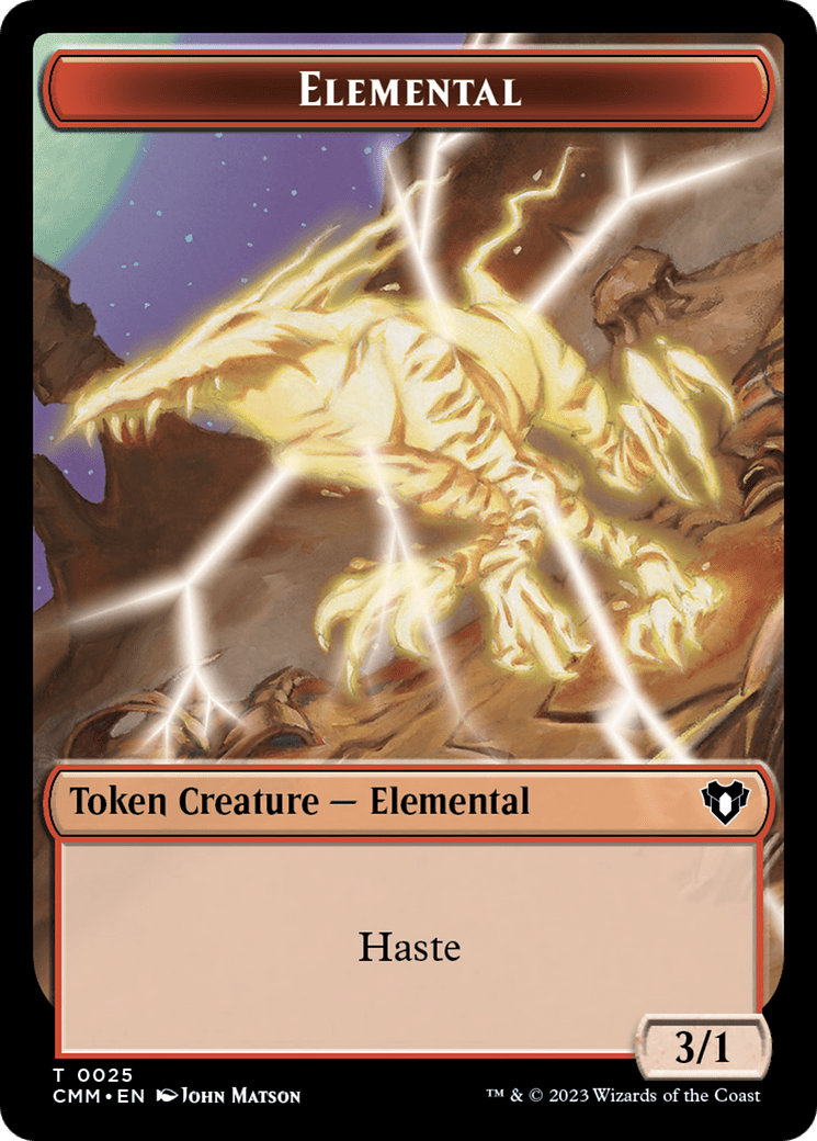Human Soldier // Elemental (0025) Double-Sided Token [Commander Masters Tokens] MTG Single Magic: The Gathering  | Multizone: Comics And Games