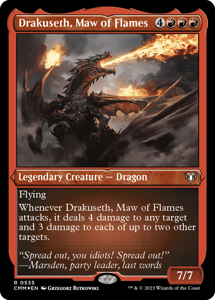 Drakuseth, Maw of Flames (Foil Etched) [Commander Masters] MTG Single Magic: The Gathering  | Multizone: Comics And Games