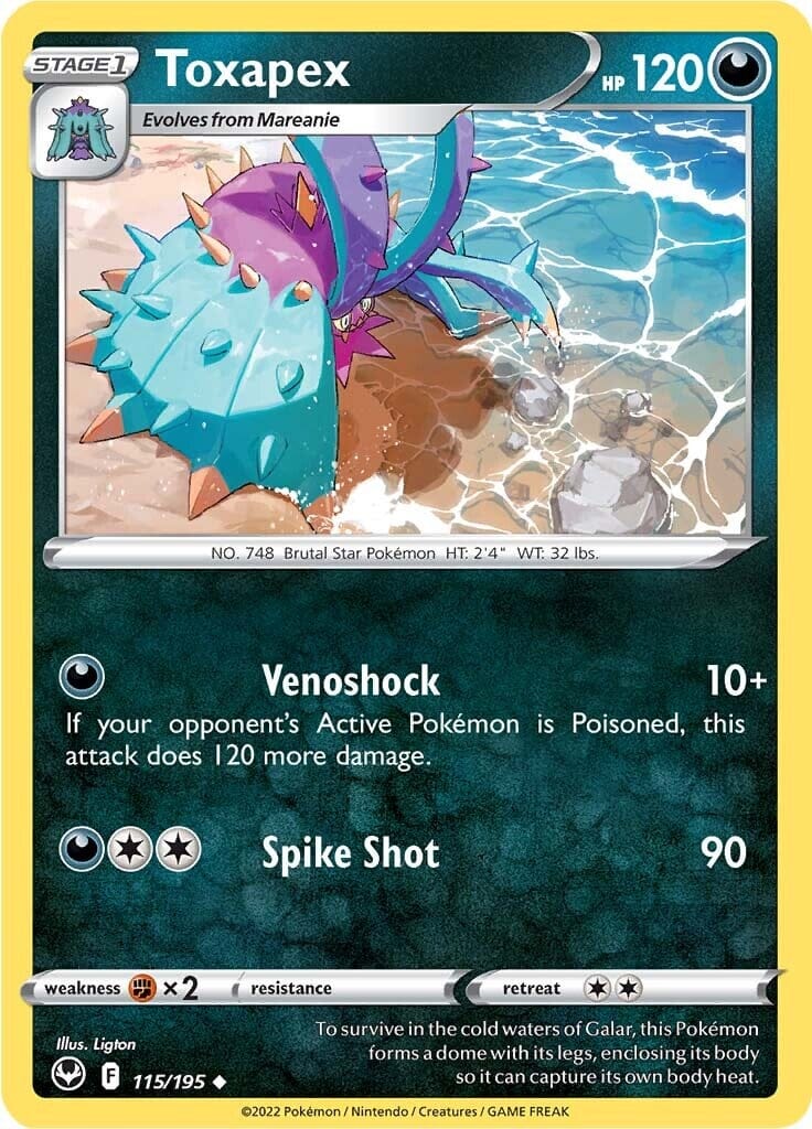 Toxapex (115/195) [Sword & Shield: Silver Tempest] Pokemon Single Pokémon  | Multizone: Comics And Games