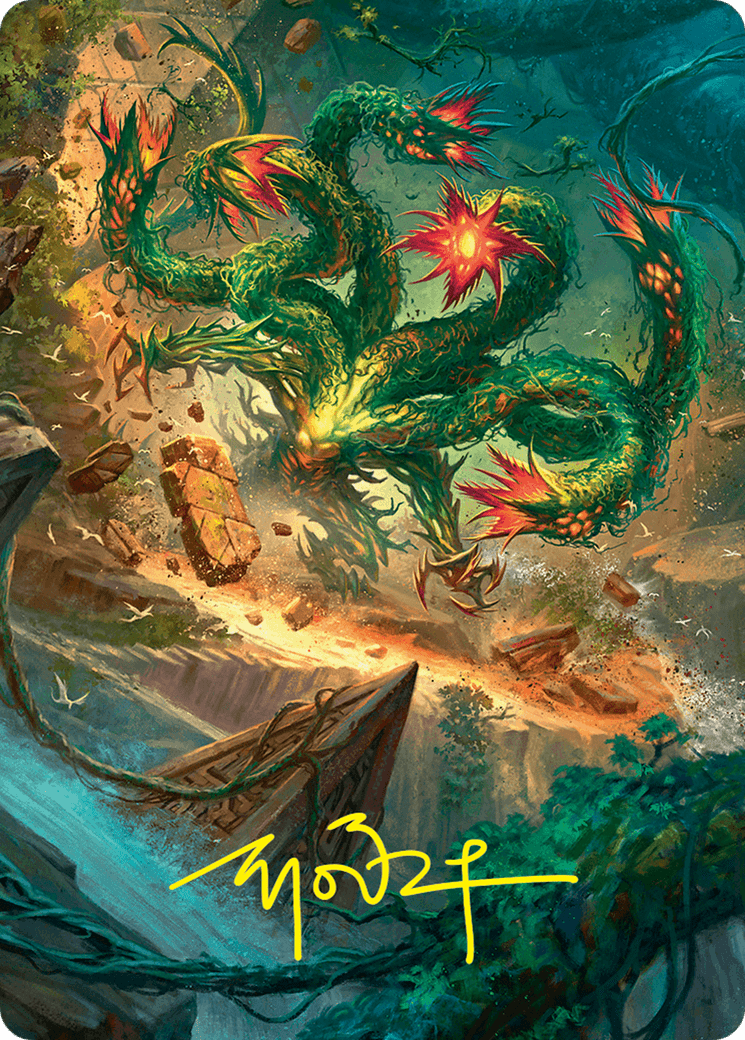 Mossborn Hydra Art Card (42/54) (Gold-Stamped Signature) [Foundations Art Series] MTG Single Magic: The Gathering  | Multizone: Comics And Games