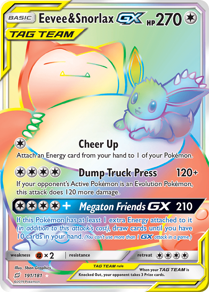 Eevee & Snorlax GX (191/181) [Sun & Moon: Team Up] Pokemon Single Pokémon  | Multizone: Comics And Games
