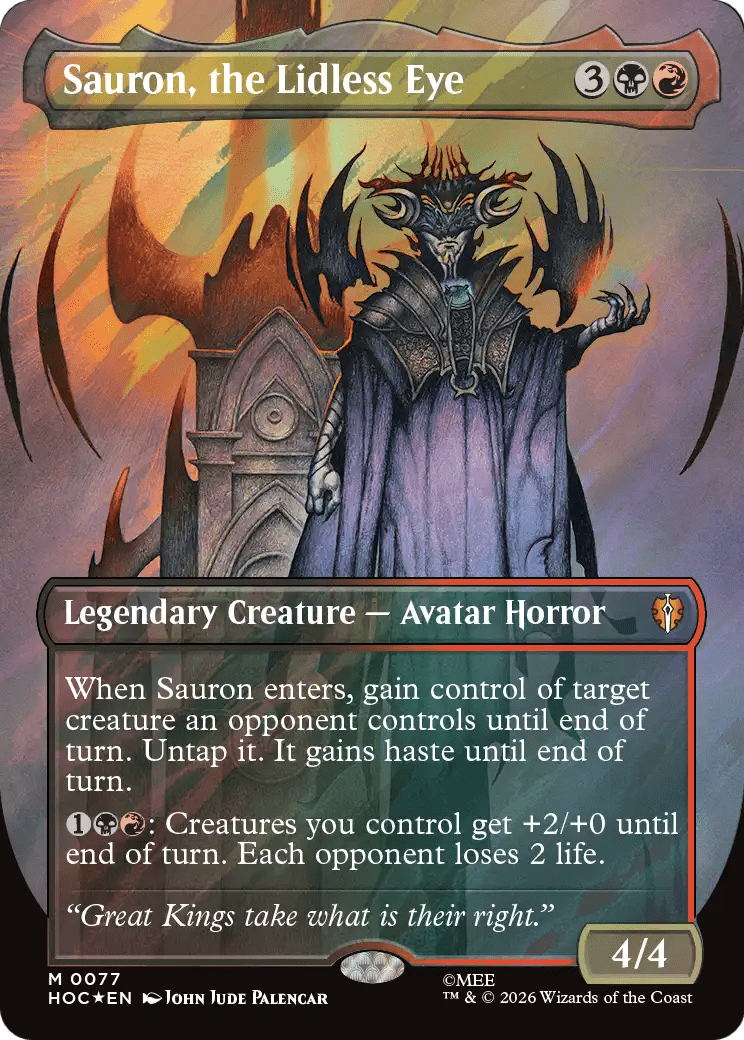 Sauron, the Lidless Eye (Borderless) (Surge Foil) [The Hobbit: Eternal-Legal] MTG Single Magic: The Gathering  | Multizone: Comics And Games