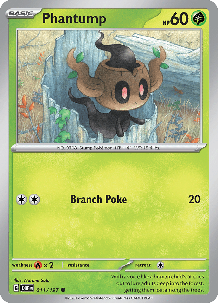 Phantump (011/197) [Scarlet & Violet: Obsidian Flames] Pokemon Single Pokémon  | Multizone: Comics And Games