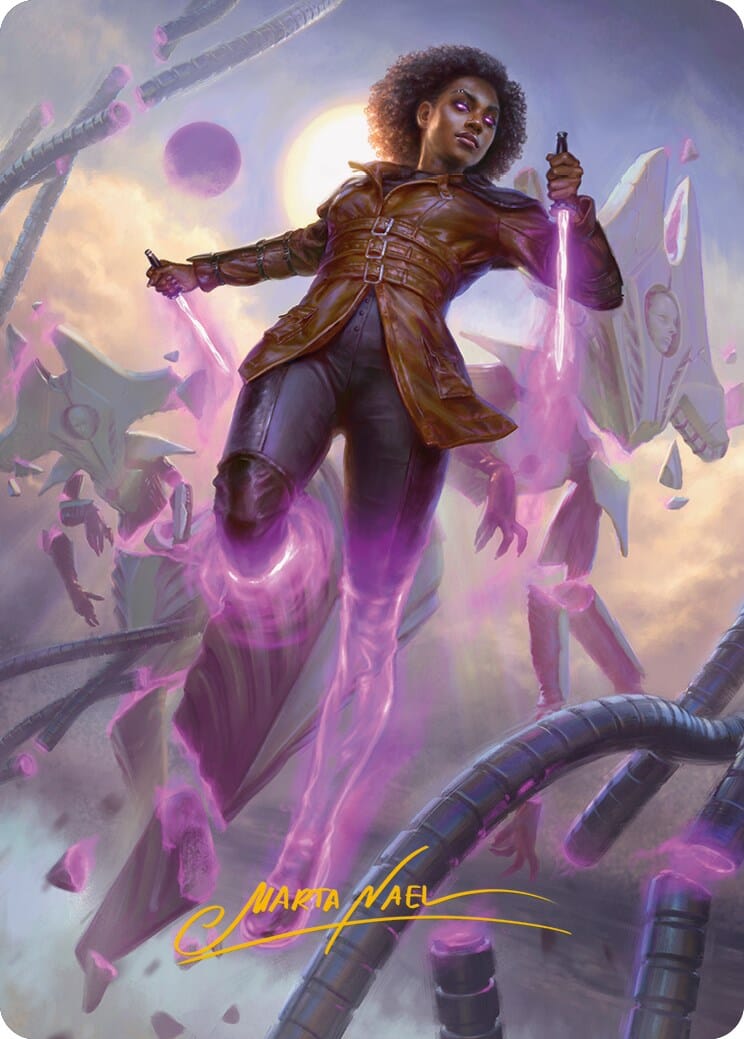 Kaya, Intangible Slayer Art Card (Gold-Stamped Signature) [Phyrexia: All Will Be One Art Series] MTG Single Magic: The Gathering  | Multizone: Comics And Games