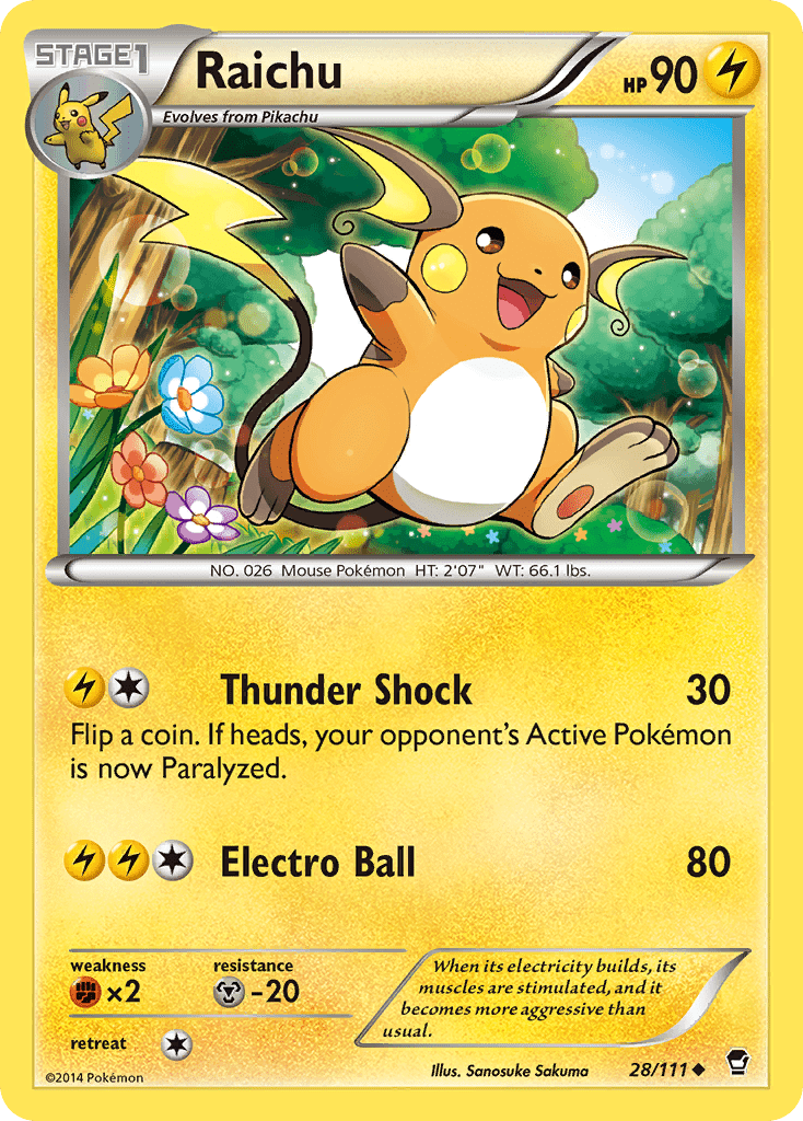 Raichu (28/111) [XY: Furious Fists] Pokemon Single Pokémon  | Multizone: Comics And Games