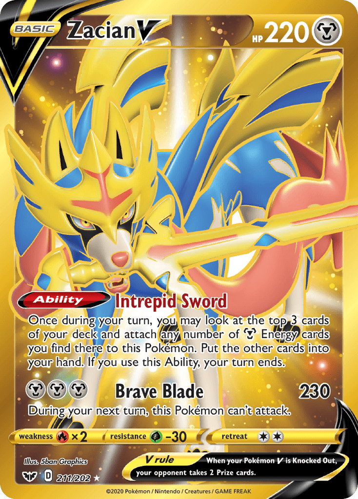 Zacian V (211/202) [Sword & Shield: Base Set] Pokemon Single Pokémon  | Multizone: Comics And Games