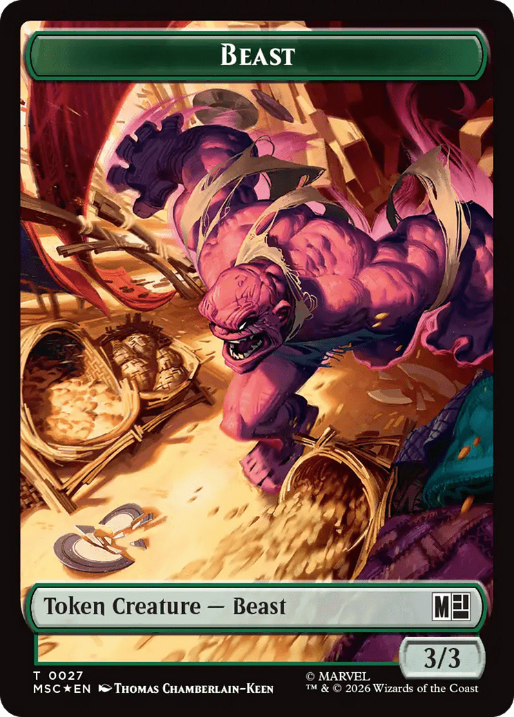 Rhino (029) // Beast (027) Double-Sided Token (Surge Foil) [Marvel Super Heroes Commander Tokens] MTG Single Magic: The Gathering  | Multizone: Comics And Games