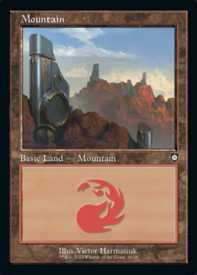 Mountain (036) (Retro) [The Brothers' War Commander] MTG Single Magic: The Gathering  | Multizone: Comics And Games