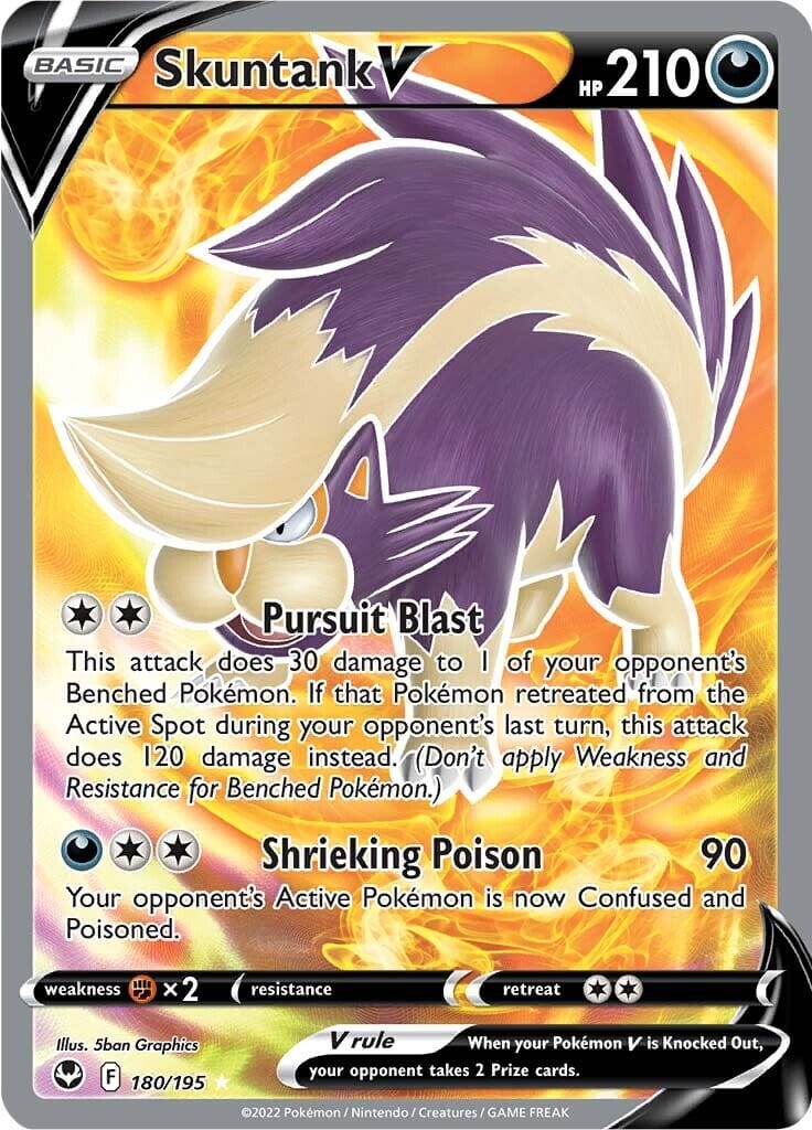 Skuntank V (180/195) [Sword & Shield: Silver Tempest] Pokemon Single Pokémon  | Multizone: Comics And Games