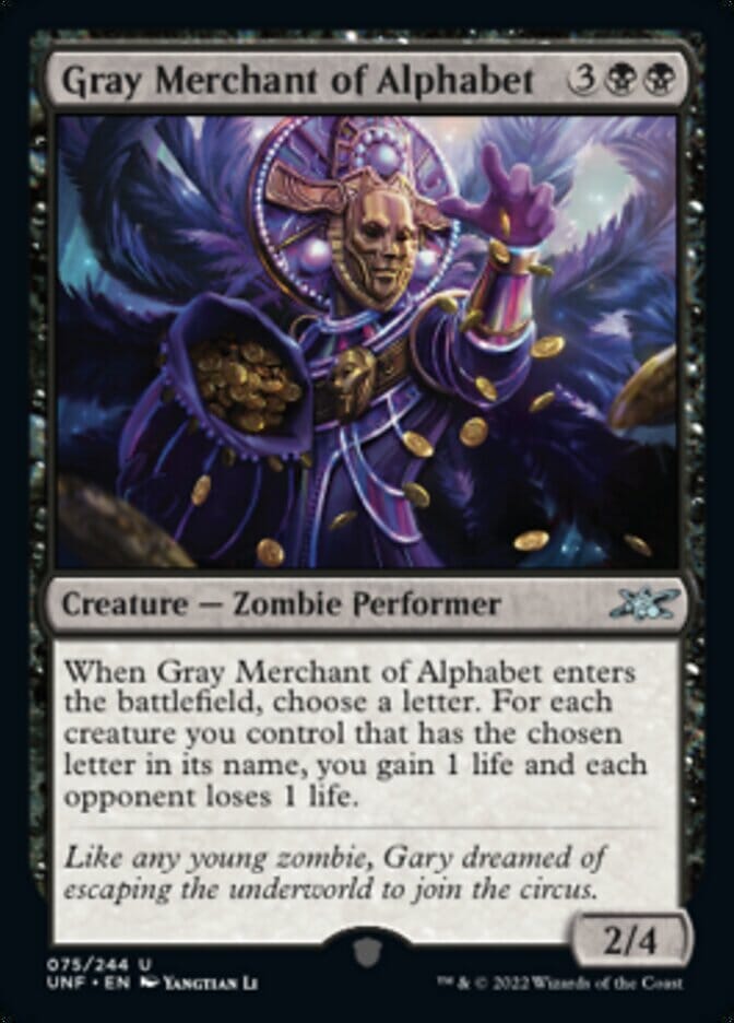 Gray Merchant of Alphabet [Unfinity] MTG Single Magic: The Gathering  | Multizone: Comics And Games