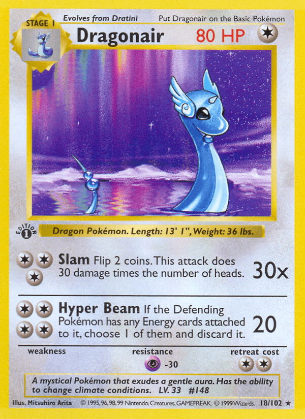 Dragonair (18/102) (Shadowless) [Base Set 1st Edition] Pokemon Single Pokémon  | Multizone: Comics And Games