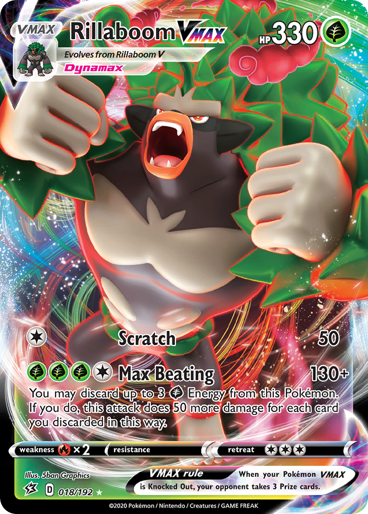 Rillaboom VMAX (018/192) [Sword & Shield: Rebel Clash] Pokemon Single Pokémon  | Multizone: Comics And Games