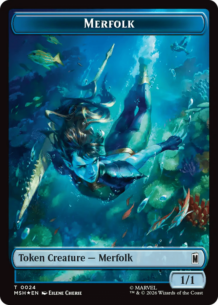 Council of Reeds (024) // Merfolk (024) Double-Sided Token (Surge Foil) [Marvel Super Heroes Commander Tokens] MTG Single Magic: The Gathering  | Multizone: Comics And Games