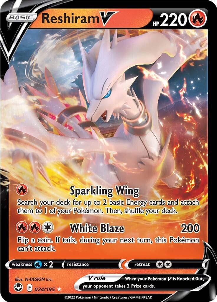 Reshiram V (024/195) [Sword & Shield: Silver Tempest] Pokemon Single Pokémon  | Multizone: Comics And Games