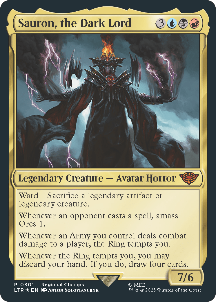 Sauron, the Dark Lord (Regional Champs) [Pro Tour Promos] MTG Single Magic: The Gathering  | Multizone: Comics And Games