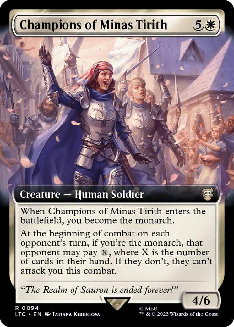 Champions of Minas Tirith (Extended Art) [The Lord of the Rings: Tales of Middle-Earth Commander] MTG Single Magic: The Gathering  | Multizone: Comics And Games