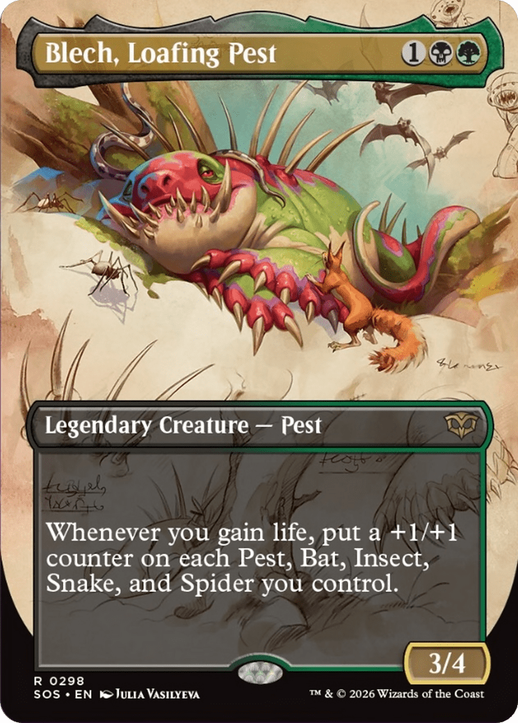 Blech, Loafing Pest (Borderless) [Secrets of Strixhaven] MTG Single Magic: The Gathering  | Multizone: Comics And Games