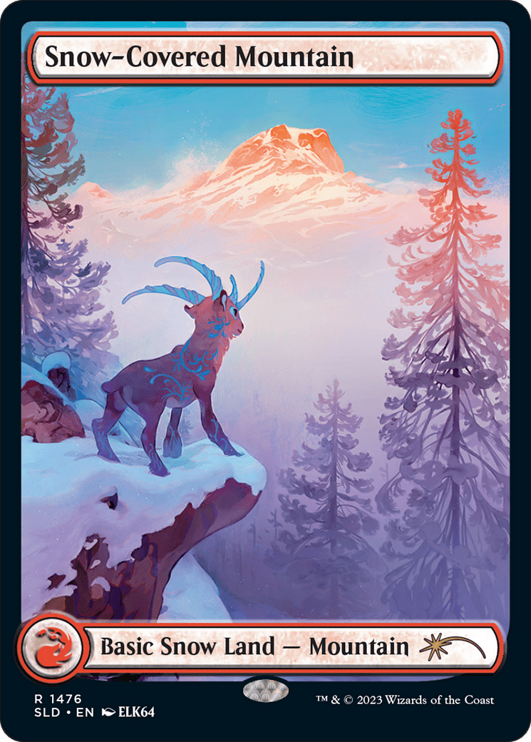 Snow-Covered Mountain (1476) (Rainbow Foil) [Secret Lair Drop Series] MTG Single Magic: The Gathering  | Multizone: Comics And Games