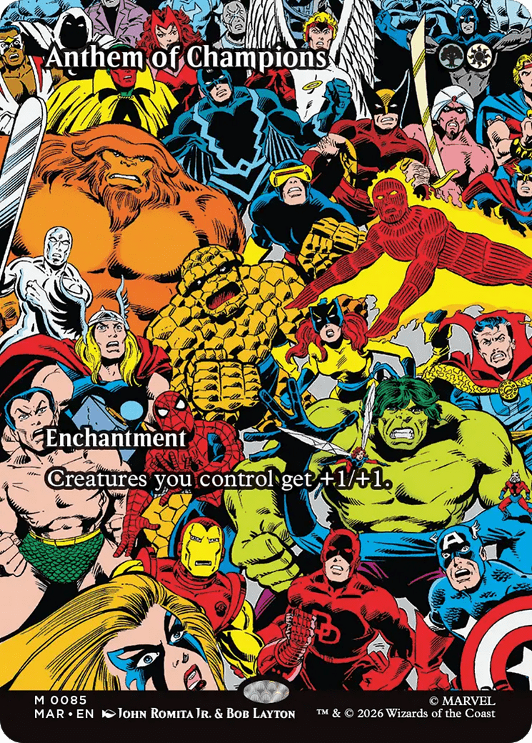 Anthem of Champions (Borderless) [Marvel Universe: Eternal-Legal] MTG Single Magic: The Gathering  | Multizone: Comics And Games