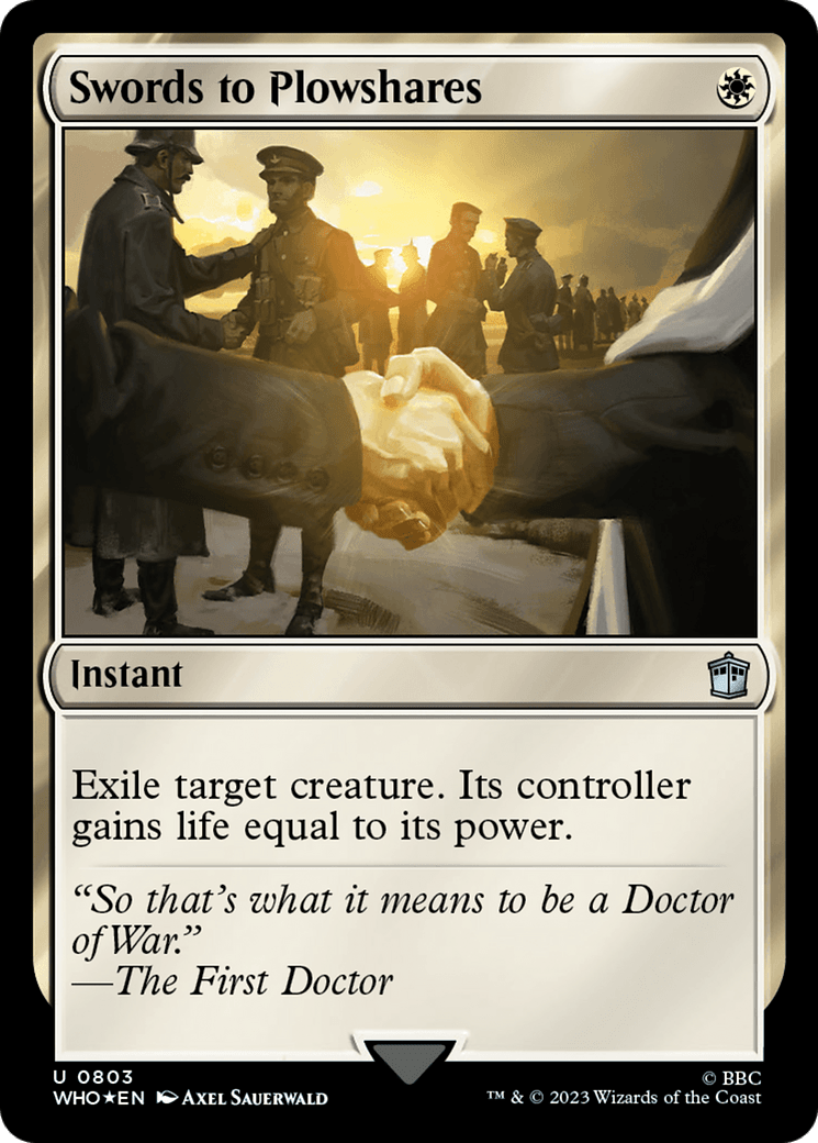 Swords to Plowshares (Surge Foil) [Doctor Who] MTG Single Magic: The Gathering  | Multizone: Comics And Games
