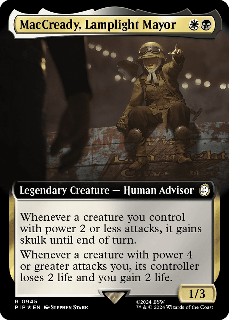 MacCready, Lamplight Mayor (Extended Art) (Surge Foil) [Fallout] MTG Single Magic: The Gathering  | Multizone: Comics And Games