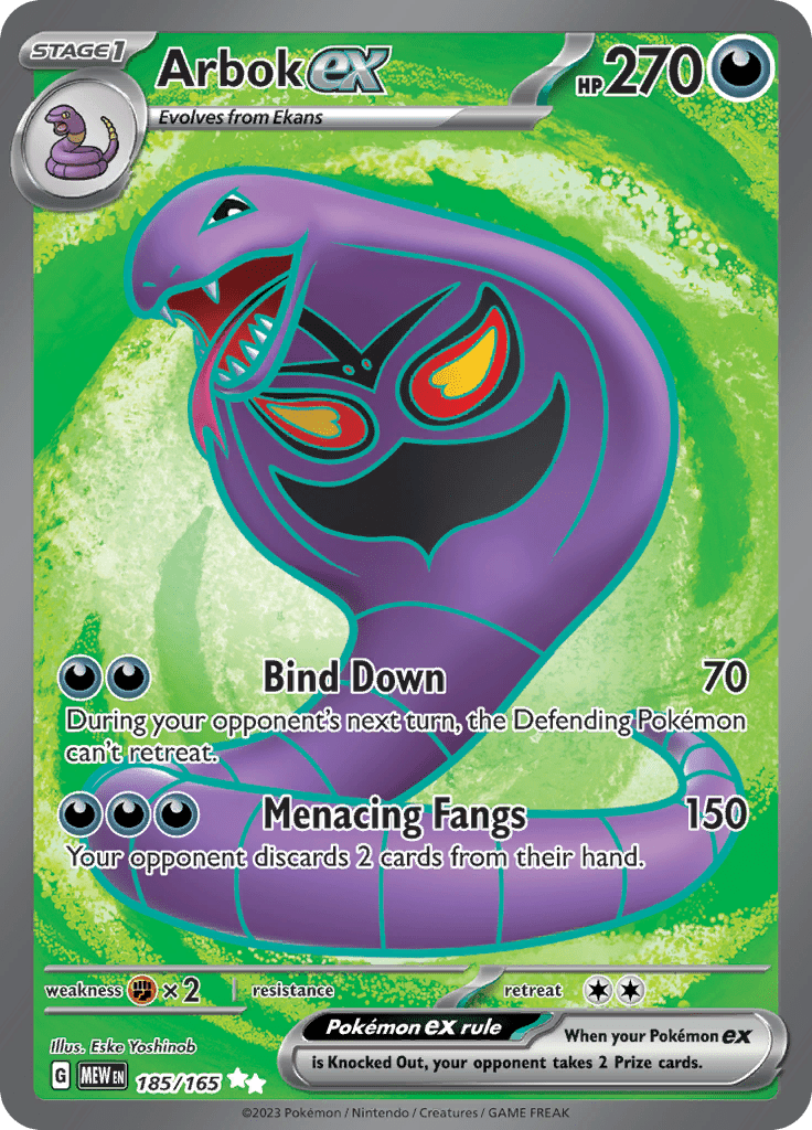 Arbok ex (185/165) [Scarlet & Violet: 151] Pokemon Single Pokémon  | Multizone: Comics And Games