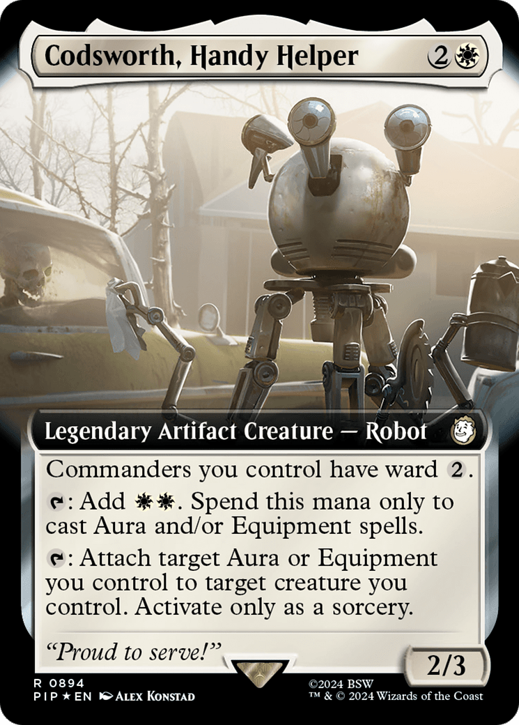 Codsworth, Handy Helper (Extended Art) (Surge Foil) [Fallout] MTG Single Magic: The Gathering  | Multizone: Comics And Games