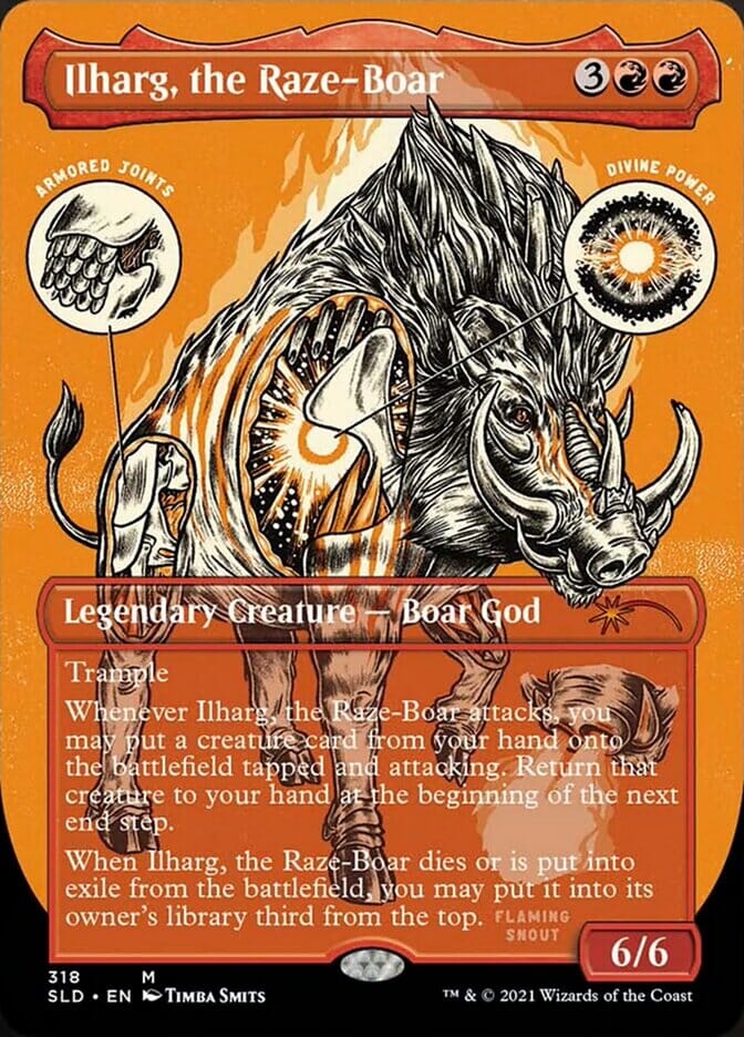 Ilharg, the Raze-Boar (Borderless Foil Etched) [Secret Lair Drop Series] MTG Single Magic: The Gathering  | Multizone: Comics And Games