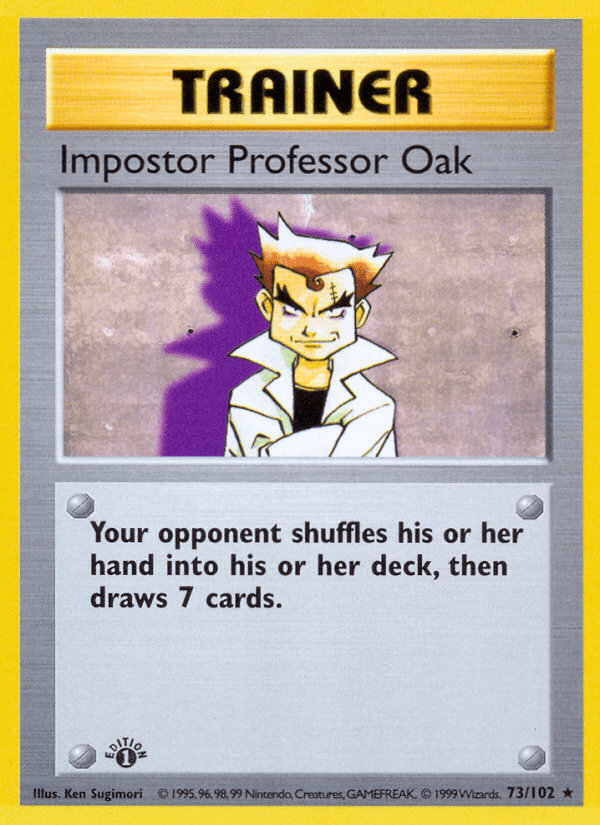 Impostor Professor Oak (73/102) (Shadowless) [Base Set 1st Edition] Pokemon Single Pokémon  | Multizone: Comics And Games