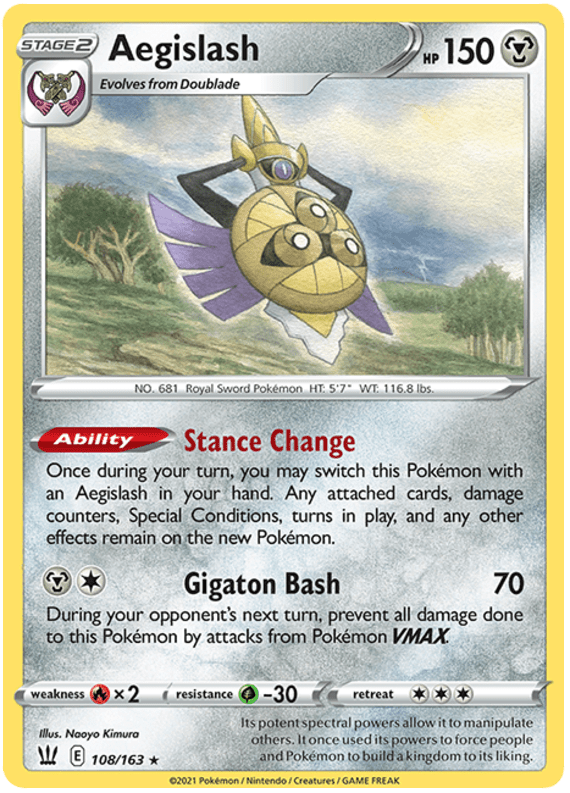 Aegislash (108/163) [Sword & Shield: Battle Styles] Pokemon Single Pokémon  | Multizone: Comics And Games