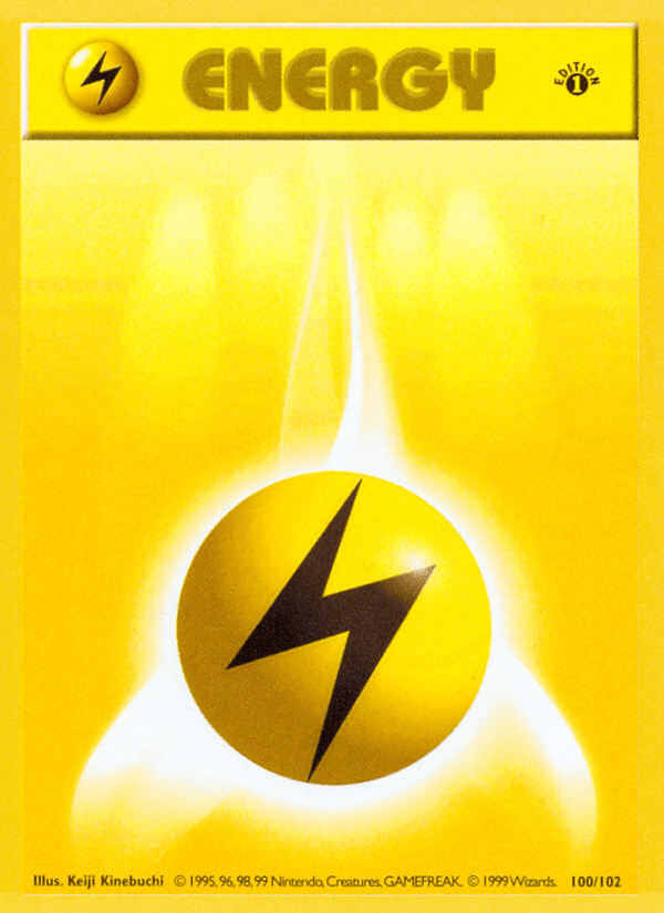 Lightning Energy (100/102) (Shadowless) [Base Set 1st Edition] Pokemon Single Pokémon  | Multizone: Comics And Games