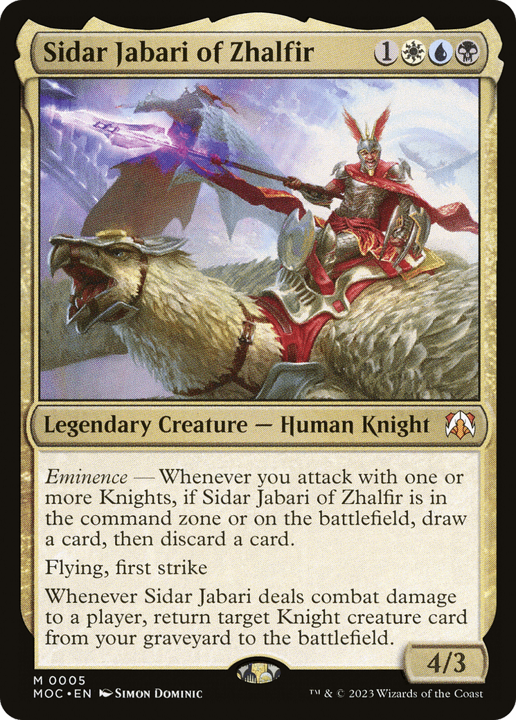 Sidar Jabari of Zhalfir [March of the Machine Commander] MTG Single Magic: The Gathering  | Multizone: Comics And Games