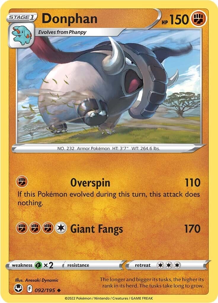 Donphan (092/195) [Sword & Shield: Silver Tempest] Pokemon Single Pokémon  | Multizone: Comics And Games