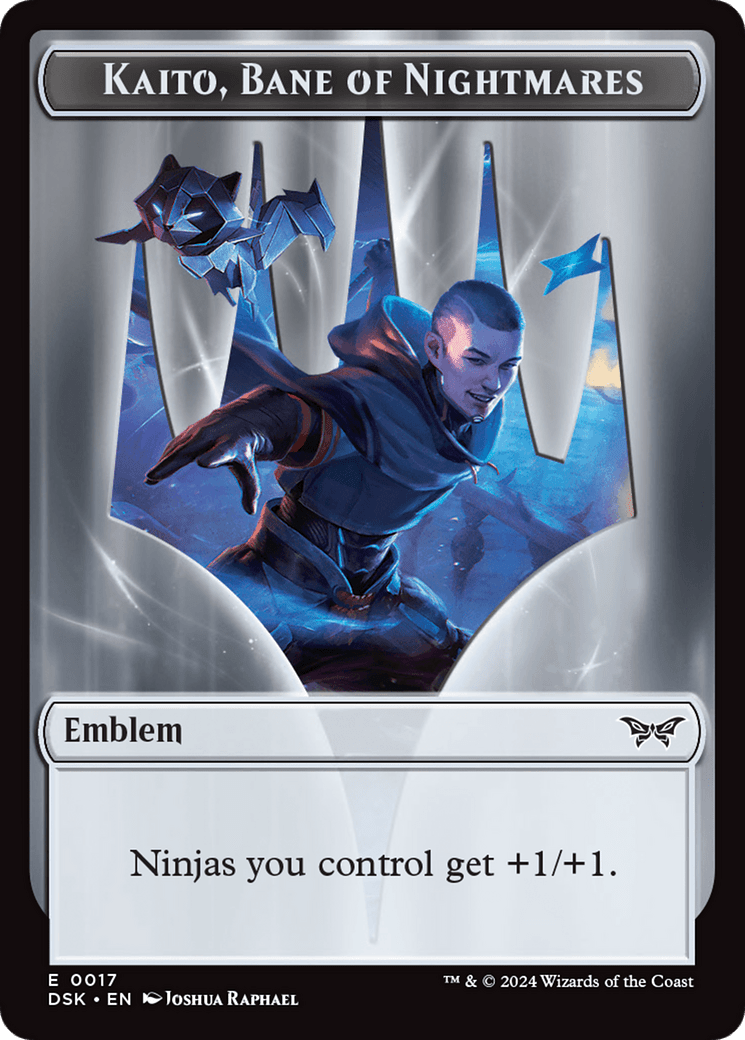 Emblem - Kaito, Bane of Nightmares // Gremlin Double-Sided Token [Duskmourn: House of Horror Tokens] MTG Single Magic: The Gathering  | Multizone: Comics And Games