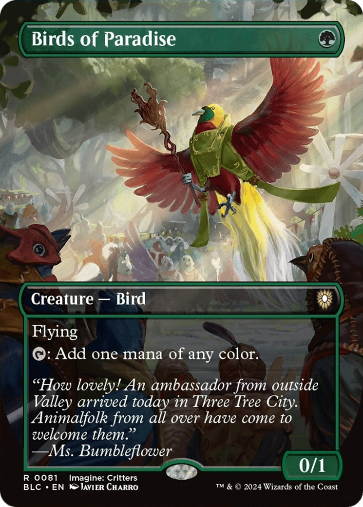 Birds of Paradise (Borderless) [Bloomburrow Commander] MTG Single Magic: The Gathering  | Multizone: Comics And Games