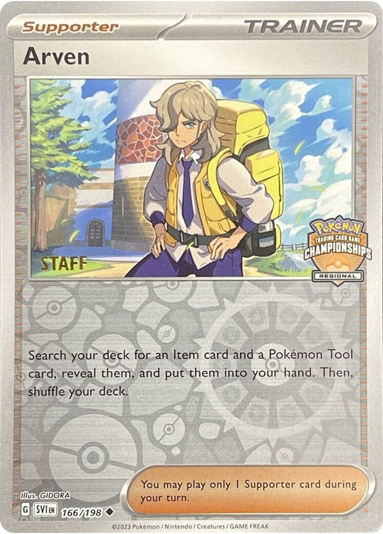 Arven (166/198) (Staff Regional Championships) [League & Championship Cards] Pokemon Single Pokémon  | Multizone: Comics And Games