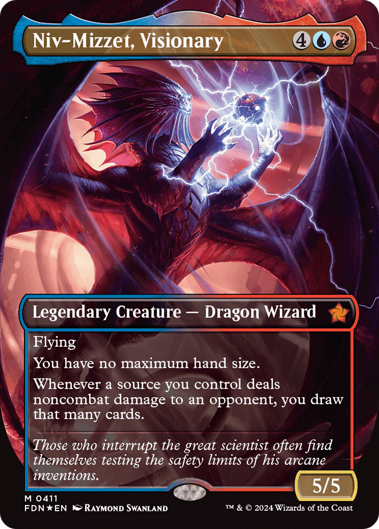 Niv-Mizzet, Visionary (Borderless) (Mana Foil) [Foundations] MTG Single Magic: The Gathering  | Multizone: Comics And Games