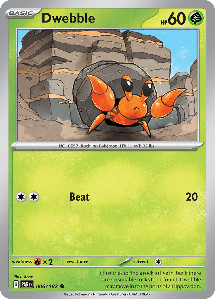 Dwebble (006/182) [Scarlet & Violet: Paradox Rift] Pokemon Single Pokémon  | Multizone: Comics And Games