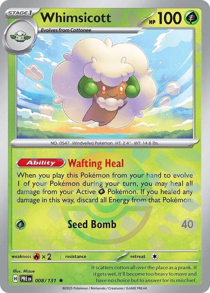 Whimsicott (008/131) (Poke Ball Pattern) [Scarlet & Violet: Prismatic Evolutions] Pokemon Single Pokémon  | Multizone: Comics And Games
