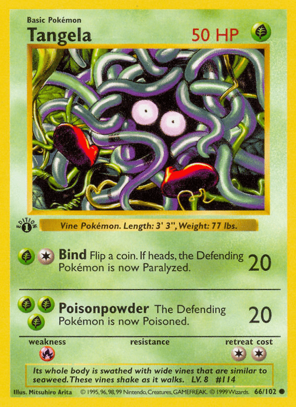 Tangela (66/102) (Shadowless) [Base Set 1st Edition] Pokemon Single Pokémon  | Multizone: Comics And Games