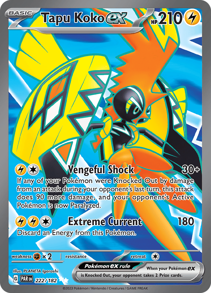 Tapu Koko ex (222/182) [Scarlet & Violet: Paradox Rift] Pokemon Single Pokémon  | Multizone: Comics And Games