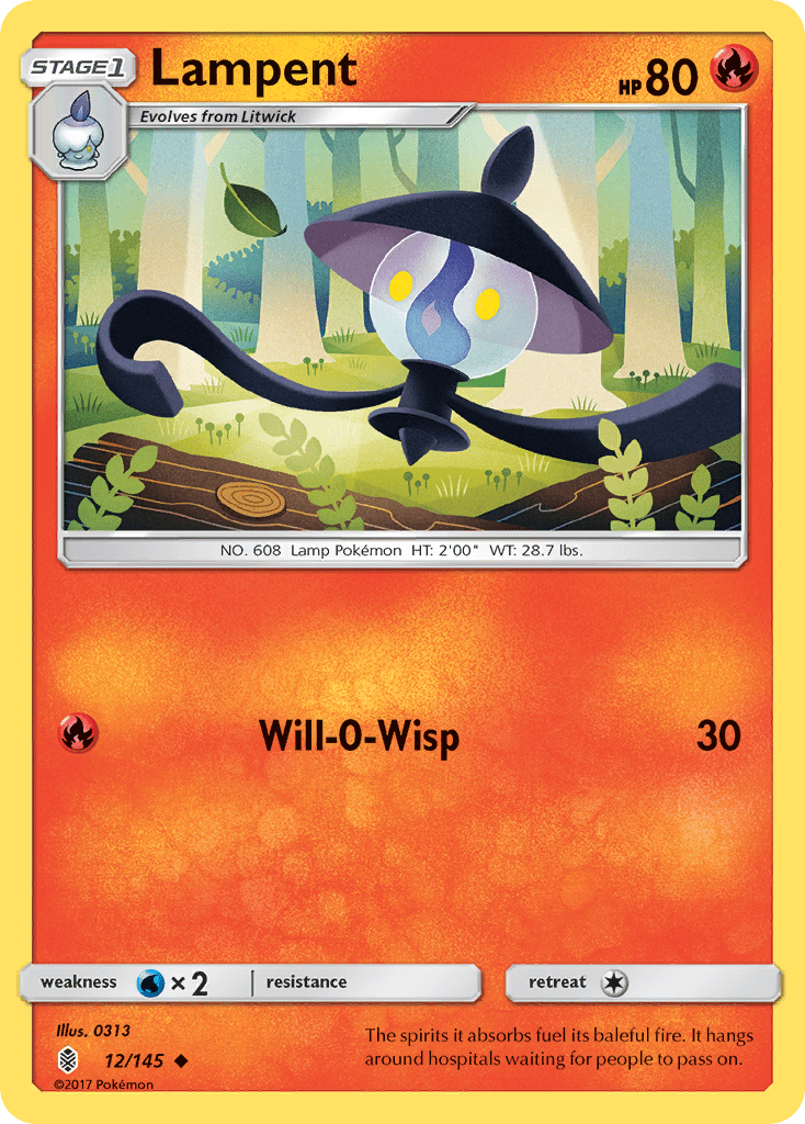 Lampent (12/145) [Sun & Moon: Guardians Rising] Pokemon Single Pokémon  | Multizone: Comics And Games