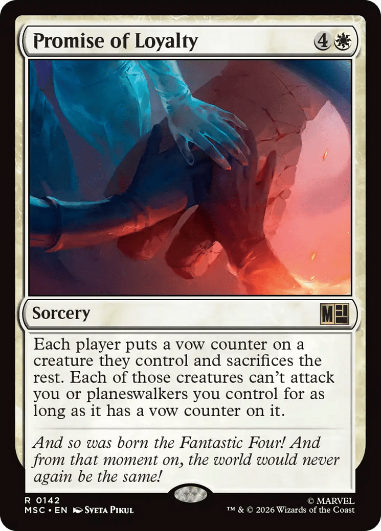 Promise of Loyalty (Surge Foil) [Marvel Super Heroes Commander] MTG Single Magic: The Gathering  | Multizone: Comics And Games