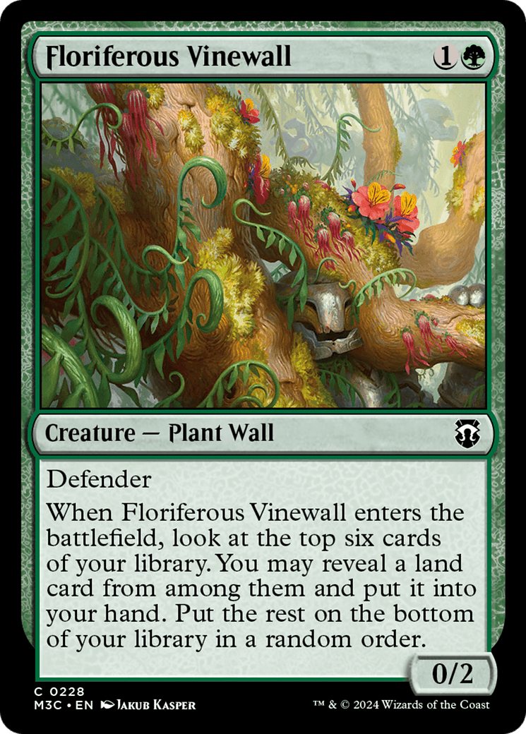 Floriferous Vinewall (Ripple Foil) [Modern Horizons 3 Commander] MTG Single Magic: The Gathering  | Multizone: Comics And Games