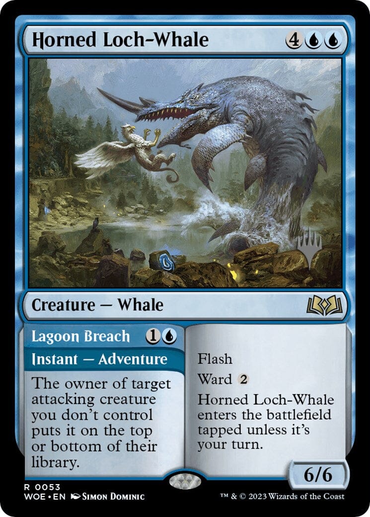 Horned Loch-Whale // Lagoon Breach (Promo Pack) [Wilds of Eldraine Promos] MTG Single Magic: The Gathering  | Multizone: Comics And Games