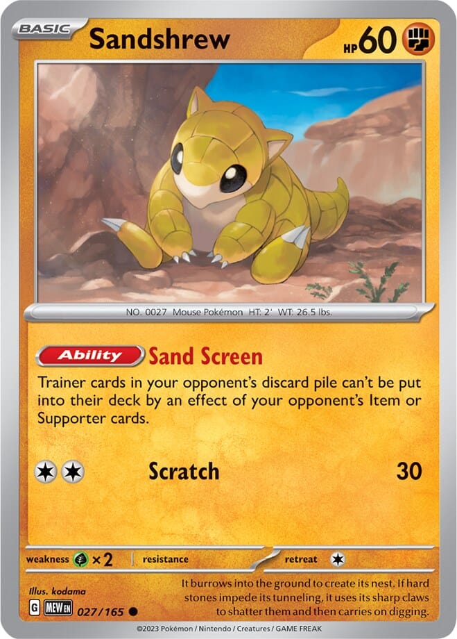 Sandshrew (027/165) [Scarlet & Violet 151] Pokemon Single Pokémon  | Multizone: Comics And Games