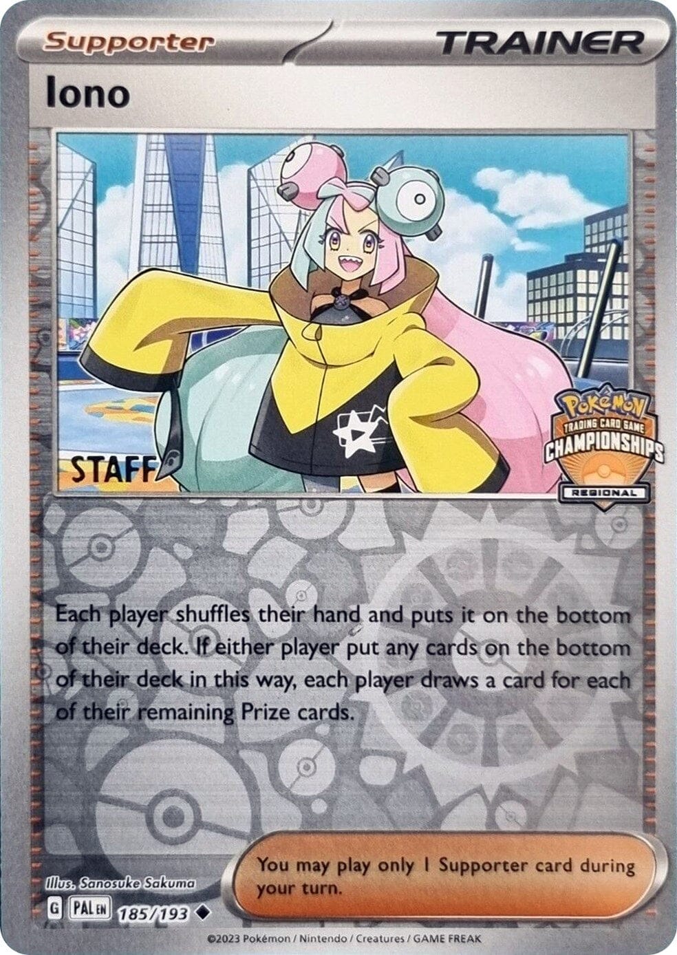 Iono (185/193) (Regional Championships Promo Staff) [League & Championship Cards] Pokemon Single Pokémon  | Multizone: Comics And Games